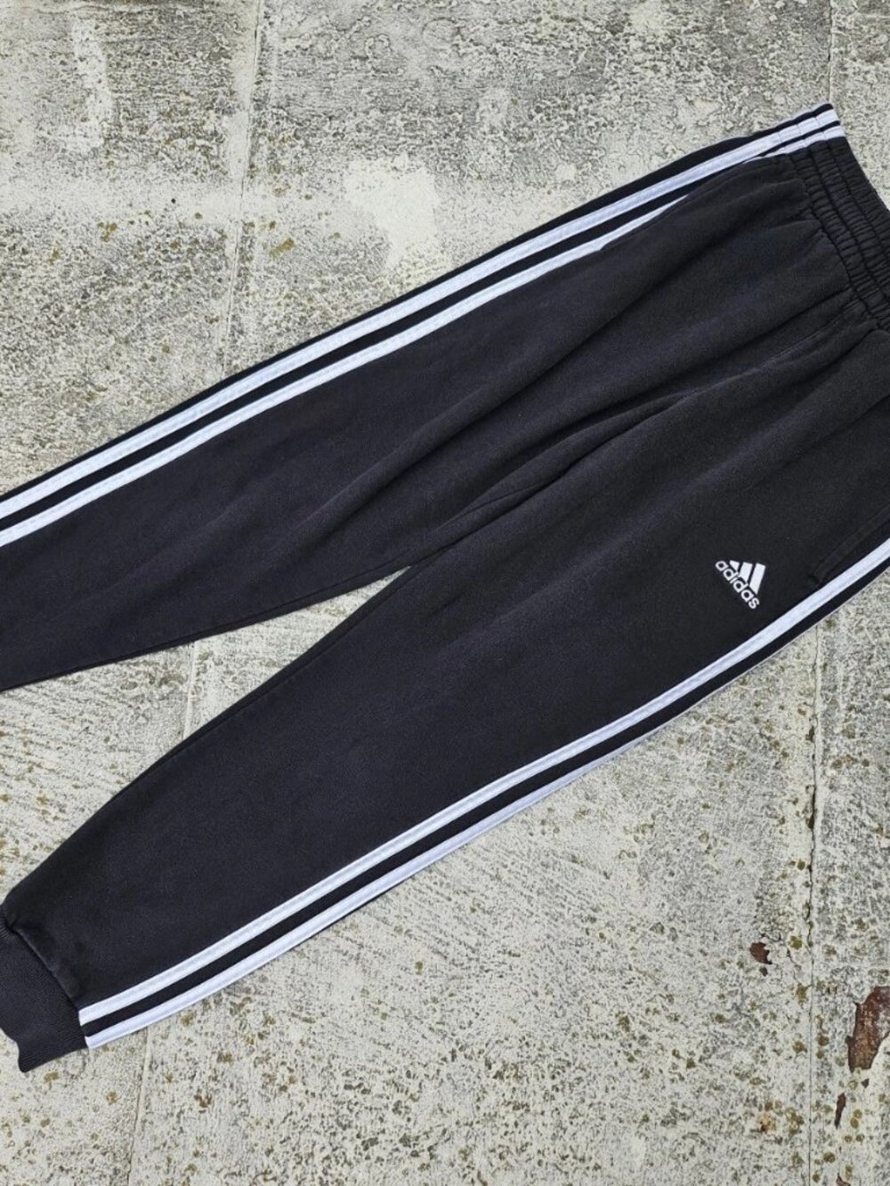 Adidas Boys Pant Black Joggar Trouser Sport Athletic White Stripes Size - Picture 3 of 8